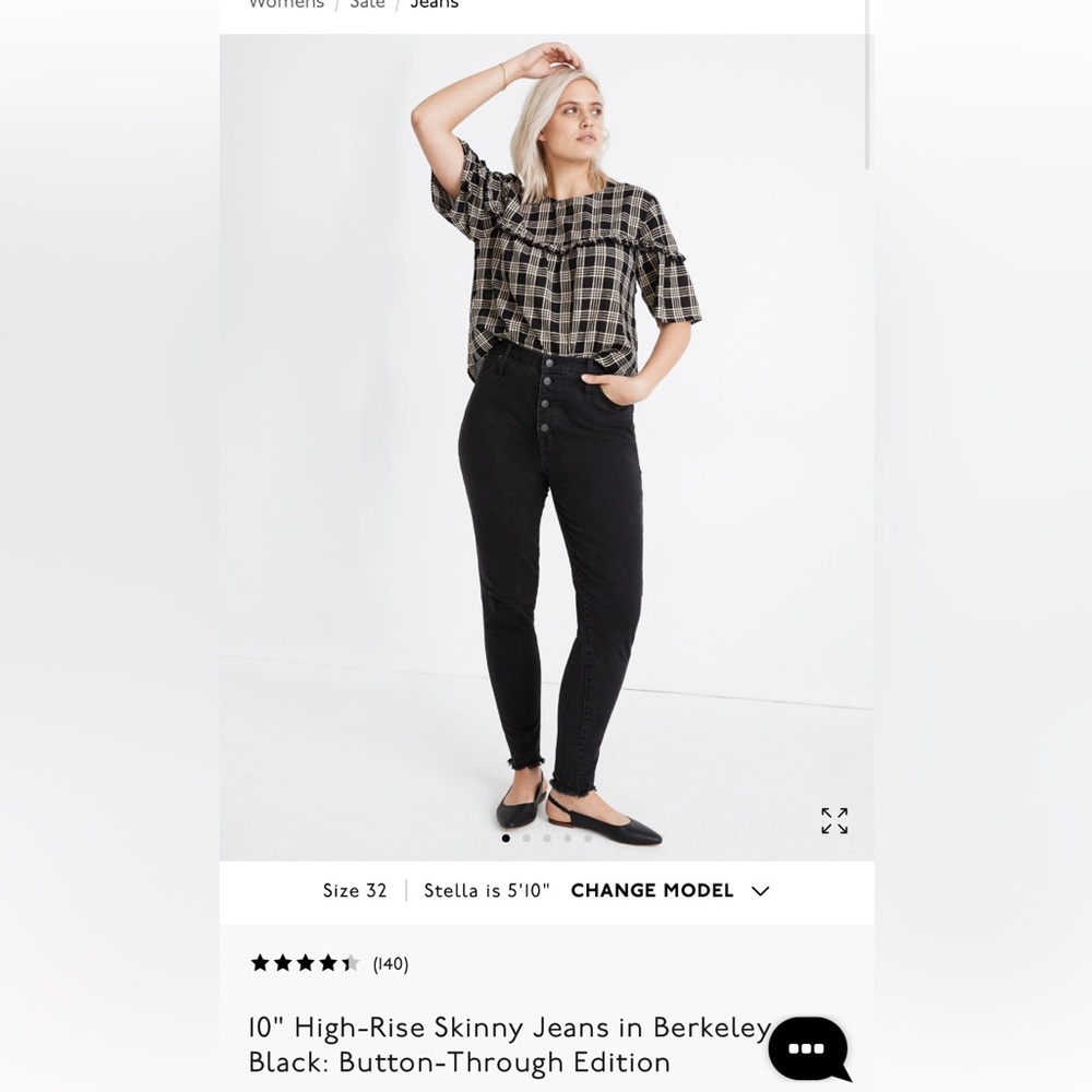 Madewell 10 in. high rise black skinny jeans